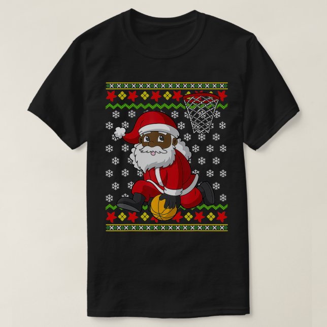 Camiseta Baloncesto Black African Santa Claus Slam (Diseño del anverso)