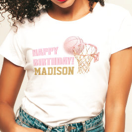 Camiseta Baloncesto Chica de lujo Birthday Watercolor