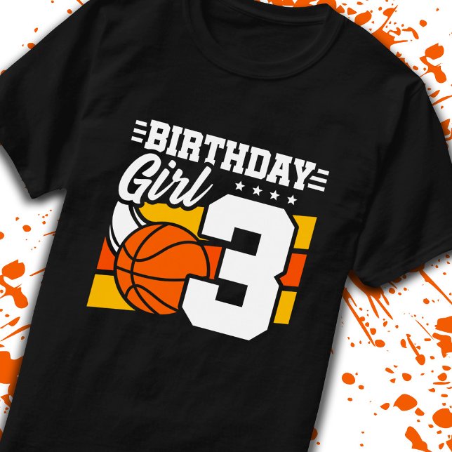 Camiseta Baloncesto Cumpleaños Chica de 3 años Tercer cumpl (Subido por el creador)