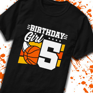 Camiseta Baloncesto Cumpleaños Chica de 5 años 5 cumpleaños