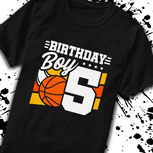 Camiseta Baloncesto Cumpleaños niño de 5 años 5º cumpleaños (Subido por el creador)