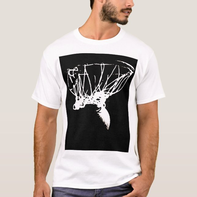 Camiseta Baloncesto de arte pop blanco negro (Anverso)