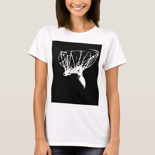 Camiseta Baloncesto de arte pop blanco negro (Anverso)