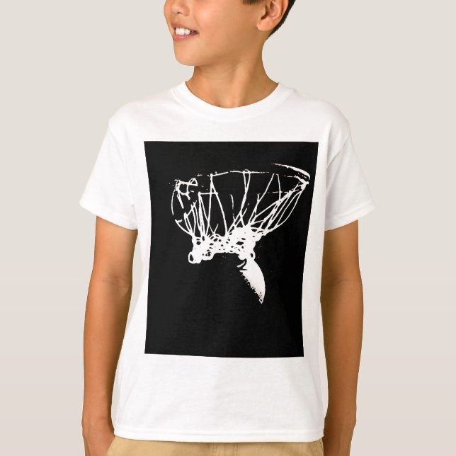 Camiseta Baloncesto de arte pop blanco negro (Anverso)
