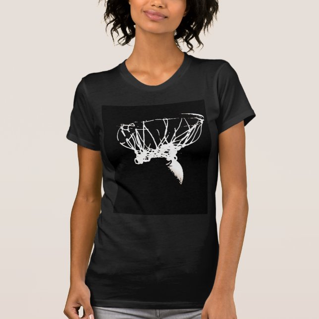 Camiseta Baloncesto de arte pop blanco negro (Anverso)