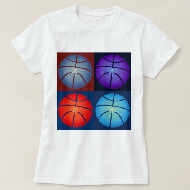 Camiseta Baloncesto de arte pop de cuatro colores (Diseño del anverso)