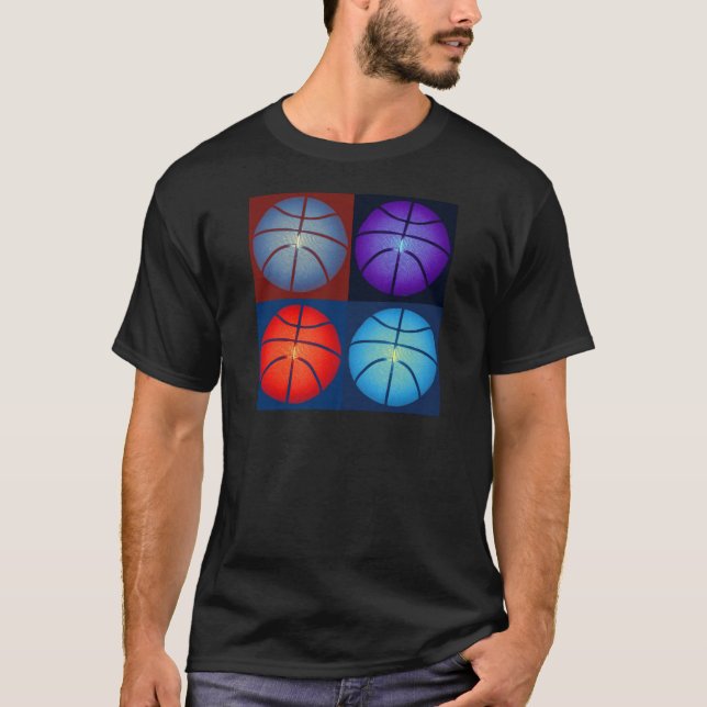 Camiseta Baloncesto de arte pop de cuatro colores (Anverso)
