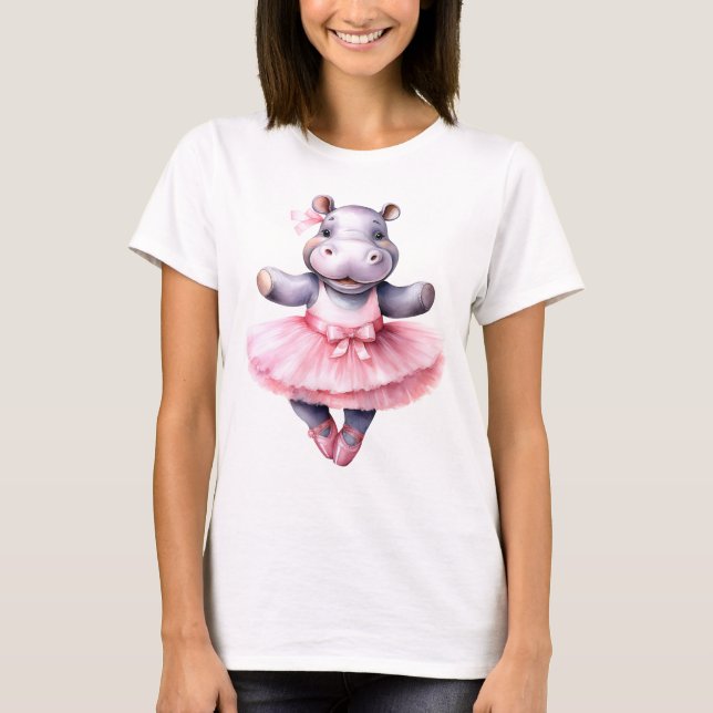 Camiseta Baloncesto de baile Cute hippo (Anverso)