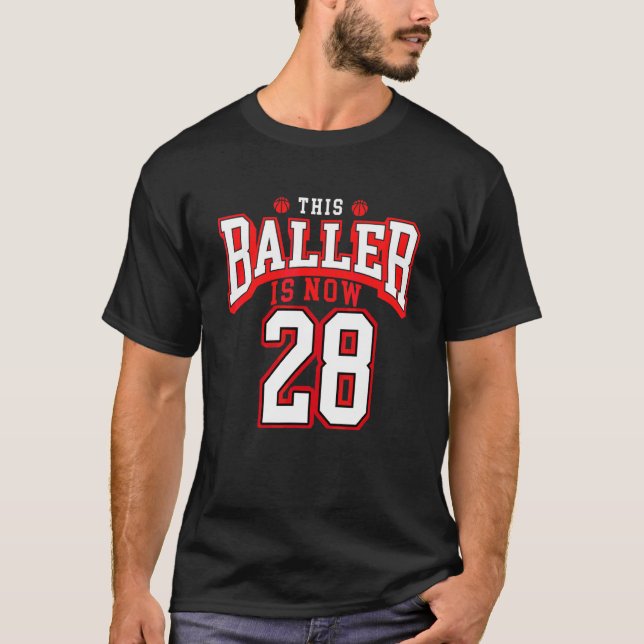 Camiseta Baloncesto de cumpleaños 28 años cumpleaños (Anverso)