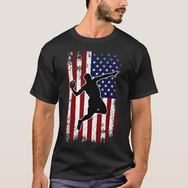 Camiseta Baloncesto de época 4 de julio Bandera Americana B (Anverso)