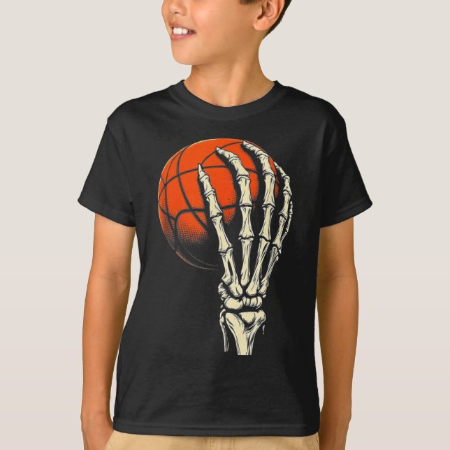 Camiseta Baloncesto de Halloween Esqueleto Cráneo Jugador H (Anverso)
