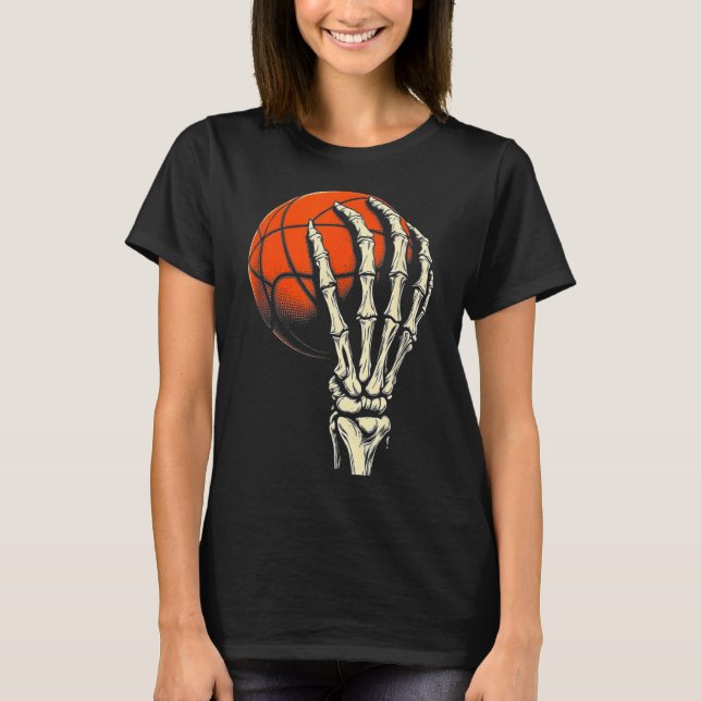 Camiseta Baloncesto de Halloween Esqueleto Cráneo Jugador H (Anverso)