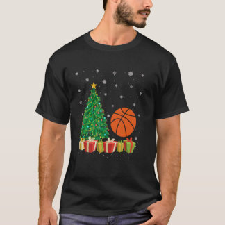 Camiseta Baloncesto de Navidad Iluminación de árbol Santa H