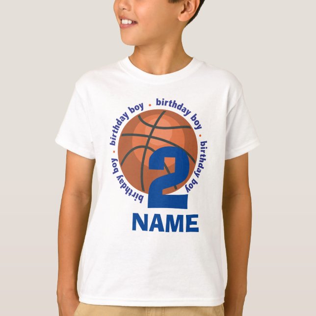 Camiseta baloncesto de niños de cumpleaños - nombre y edad  (Anverso)