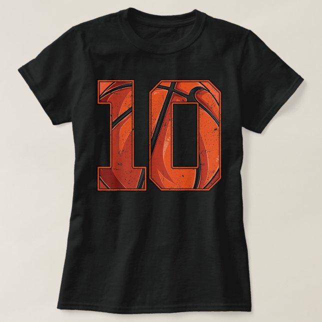 Camiseta Baloncesto Décimo Chica de Cumpleaños Diez 10 años (Diseño del anverso)