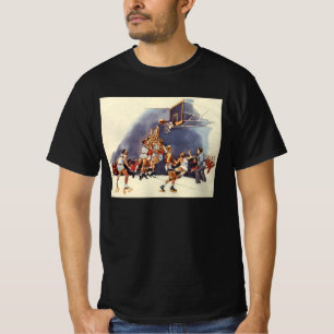 Camiseta Baloncesto Deportivo Vintage, Jugadores en un Jueg