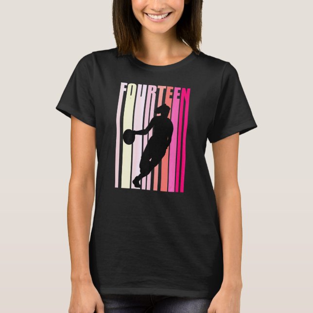 Camiseta Baloncesto femenino 14th Birthday Pink Retro (Anverso)