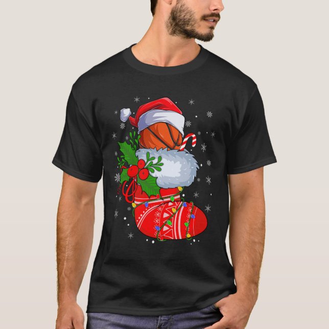 Camiseta Baloncesto Gracioso En Navidades Socava Santa Bask (Anverso)