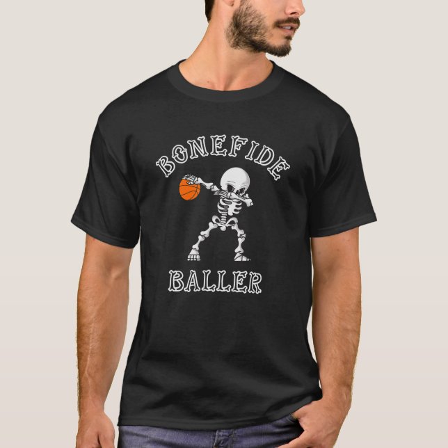 Camiseta Baloncesto Halloween - Bonefide Baller (Anverso)