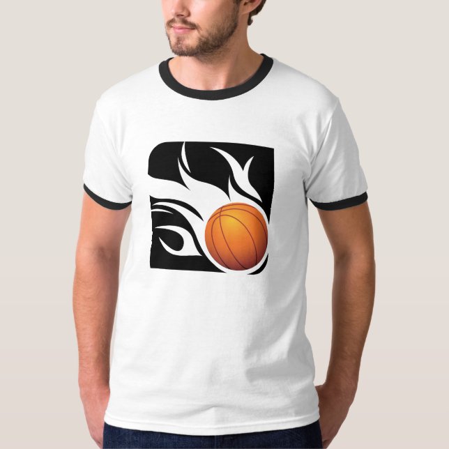 Camiseta Baloncesto llameante blanco y negro (Anverso)