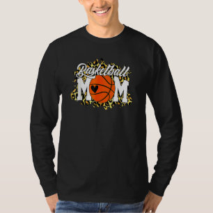 Camiseta Baloncesto Mamá Día de la Madre Leopard Heart Ball