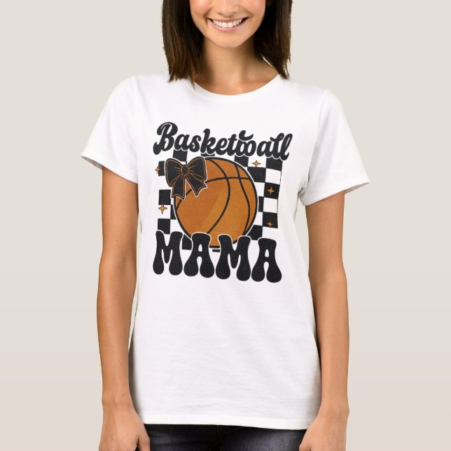 Camiseta Baloncesto Mama Purpurina Shirt Design con Bow (Anverso)
