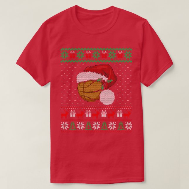 Camiseta Baloncesto Navidades feos sudan feliz feriado se (Diseño del anverso)