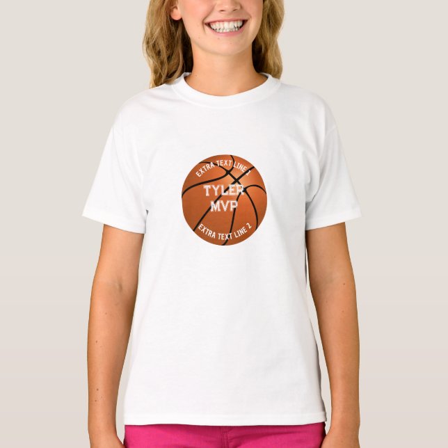 Camiseta Baloncesto, nombre del niño, MVP/Número, 2 líneas  (Anverso)