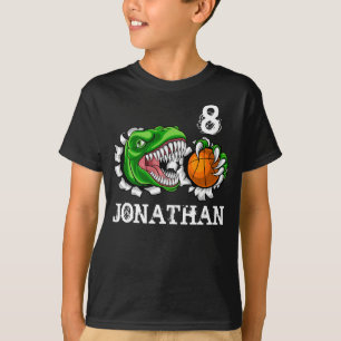 Camiseta Baloncesto Personalizado T-Rex Cumpleaños 8 Dino 