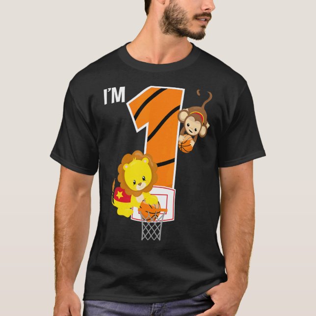 Camiseta Baloncesto Primer Fiesta de cumpleaños León Mono Z (Anverso)
