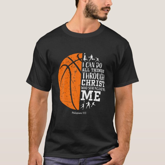Camiseta Baloncesto Puedo Hacer Cosas A Través De Christian (Anverso)