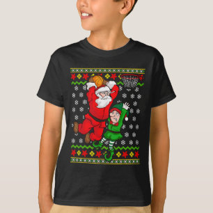Camiseta Baloncesto Santa Claus Slam Dunk Elf Ugly Christma