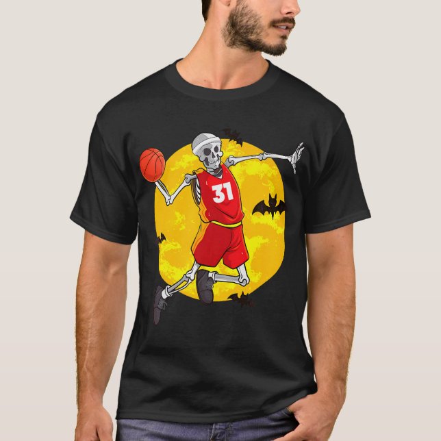 Camiseta Baloncesto Skeleton Funny Halloween Costueen Sport (Anverso)