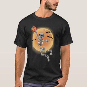 Camiseta Baloncesto Skeleton Halloween Hombres Niños Balonc
