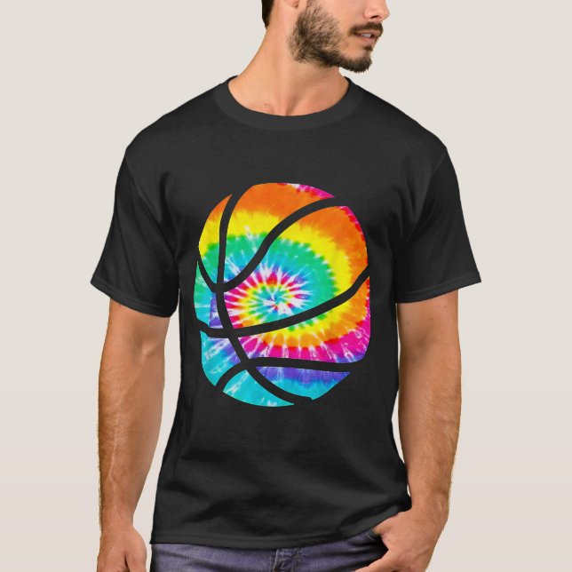 Camiseta Baloncesto Tie Dye Rainbow Trippy Hippie (Anverso)