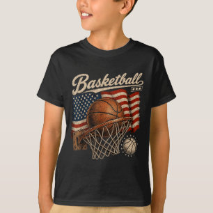 Camiseta Baloncesto vintage aro patriótico clavada jugador 