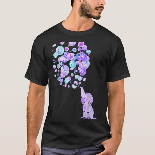 Camiseta Balones azul púrpura Elefante Artritis reumatoide (Anverso)