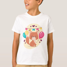 Camiseta Balones Fiestas Fox Cute de cumpleaños
