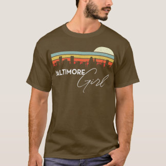 Camiseta Baltimore Chica Retro Sunset City Skyline Souvenir