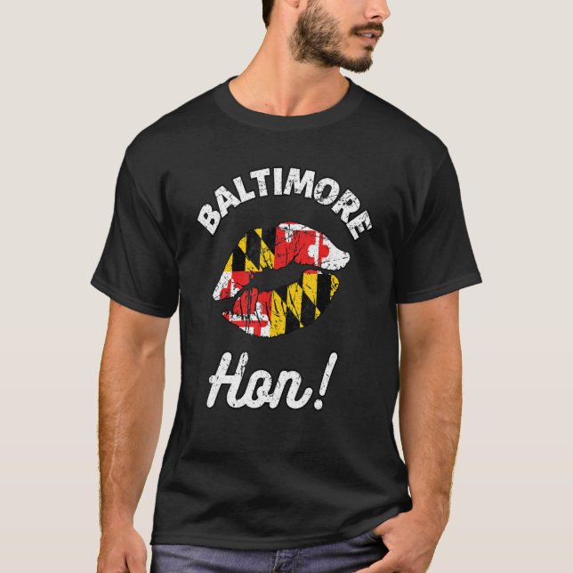 Camiseta Baltimore Hon Maryland Girl MD State Flag Lips Kis (Anverso)