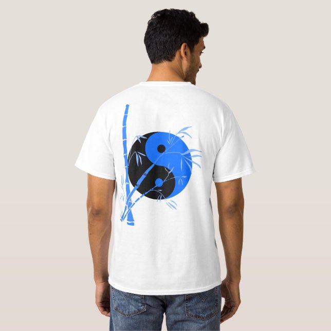 Camiseta Bambú azul equilibrado (Reverso completo)