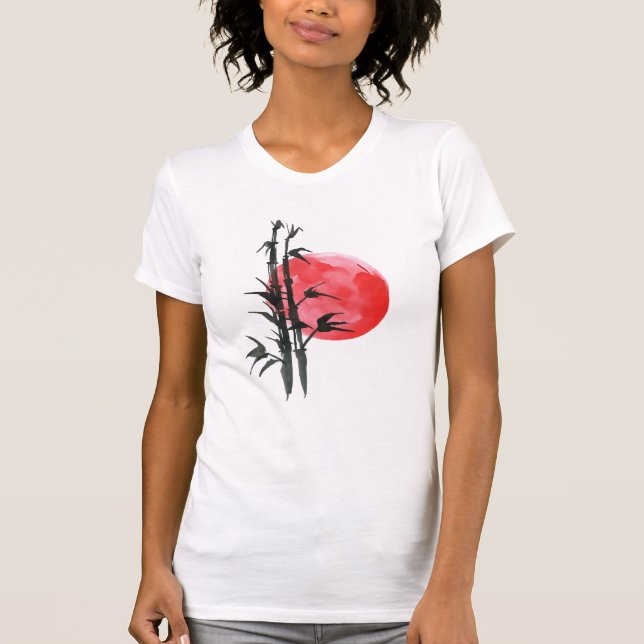 Camiseta Bambú frente al sol rojo (Anverso)