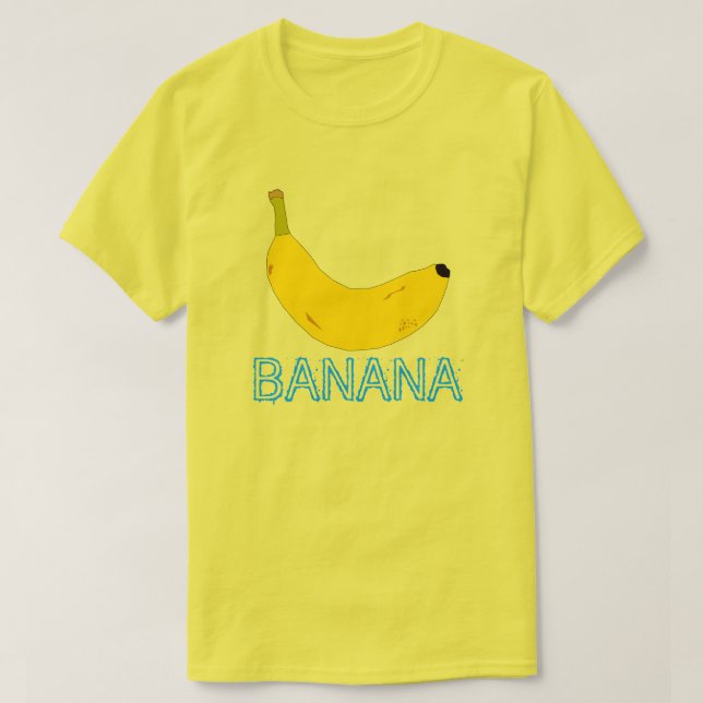 CAMISETA BANANA AMARILLA Y TEXTO AZUL (Diseño del anverso)
