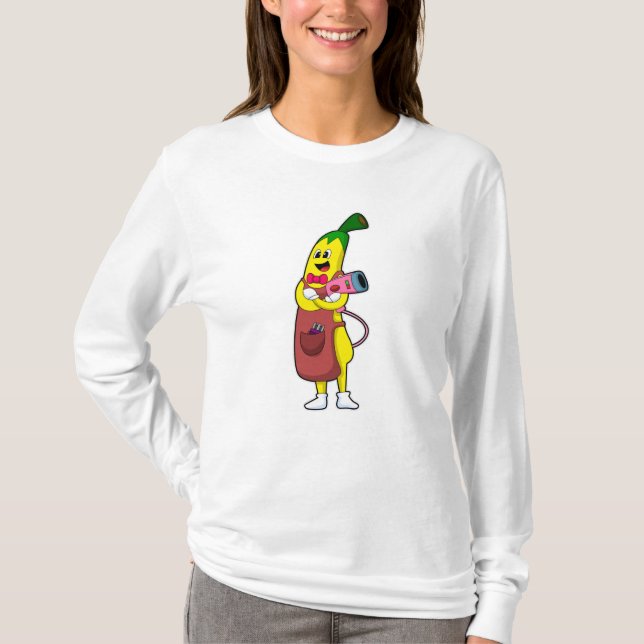 Camiseta Banana como peluquería con secador de pelo (Anverso)