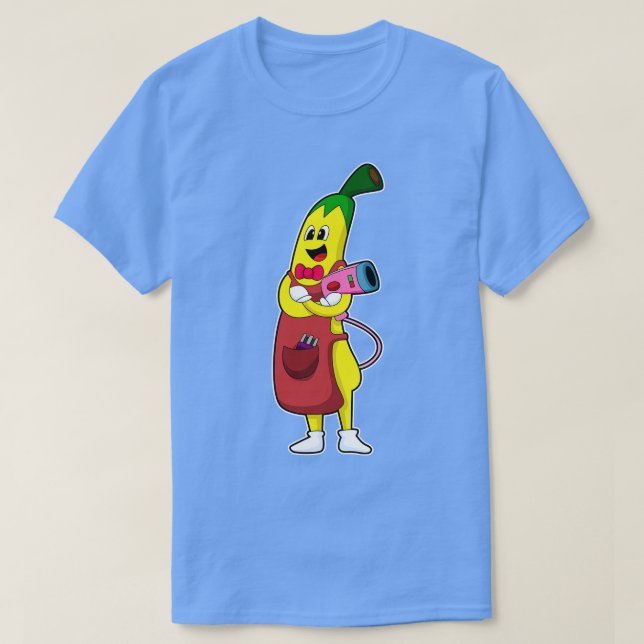 Camiseta Banana como peluquería con secador de pelo (Diseño del anverso)