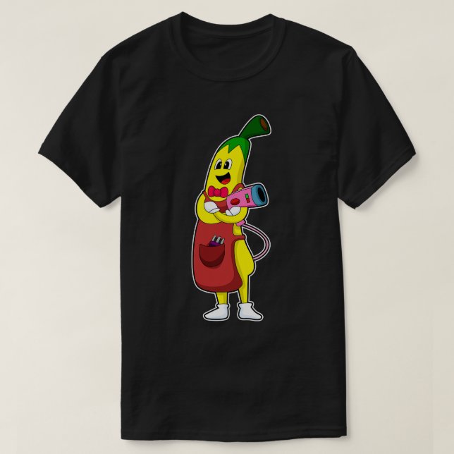 Camiseta Banana como peluquería con secador de pelo (Diseño del anverso)
