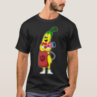 Camiseta Banana como peluquería con secador de pelo