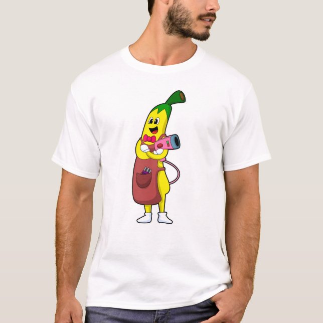 Camiseta Banana como peluquería con secador de pelo (Anverso)