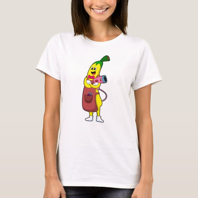 Camiseta Banana como peluquería con secador de pelo (Anverso)