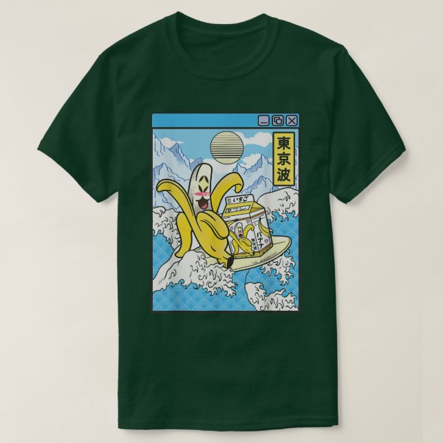 Camiseta Banana con Cartón de Leche Surfing Japan Waves Kaw (Diseño del anverso)
